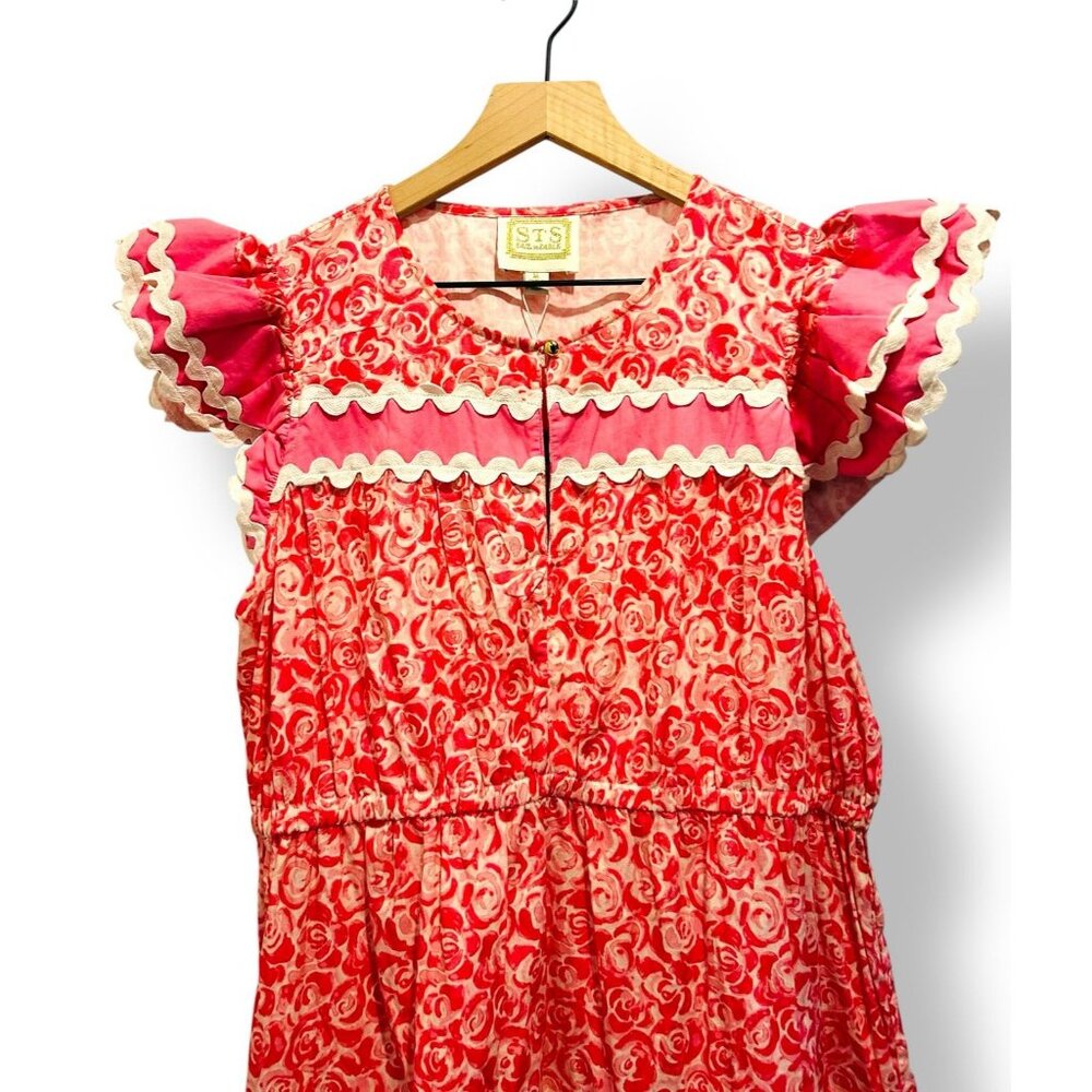 Sail to Sable STS Rose Print Flutter Sleeve Midi Dress Pink White | Size XL NWT - Picture 10 of 16